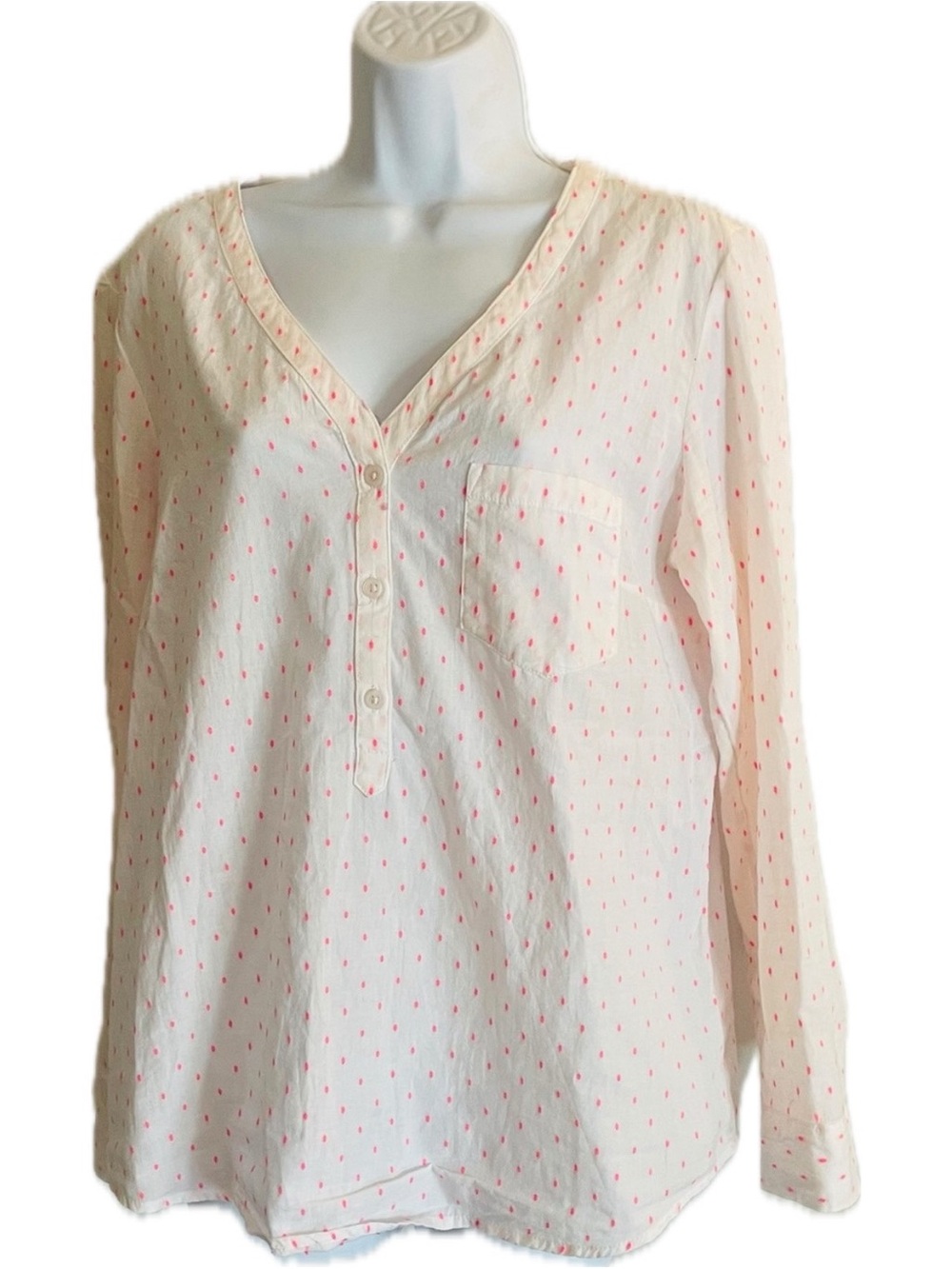 Faded Glory White Top with Neon Pink Accents